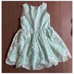 Girls Mint Lace Party Dress